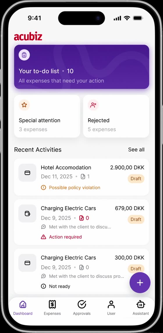 Acubiz on a phone