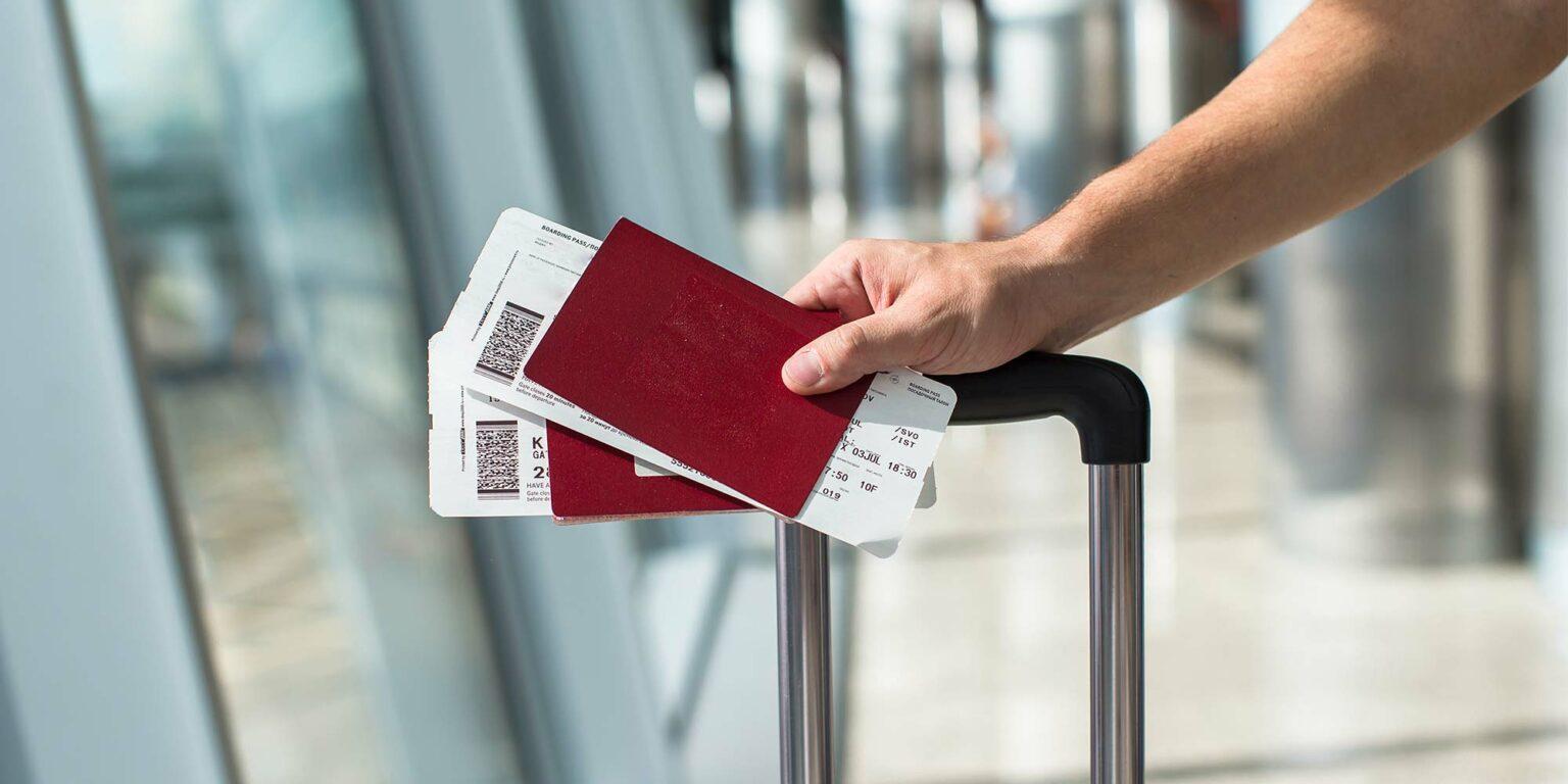 Flight tickets in an airport